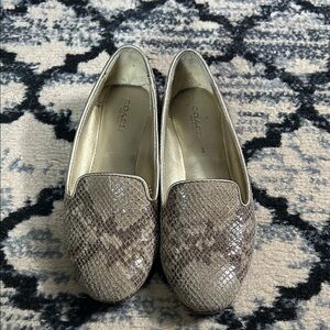 Coach Snakeskin Patterned Flats - Tan